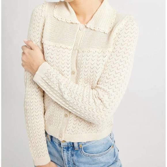 NEW MILLE andie cardigan in ivory - Picture 2 of 5